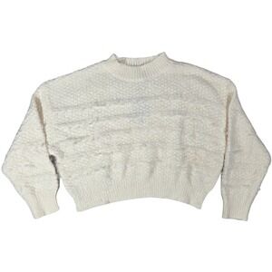 Area Stars Ivory Textured Mock Neck Cropped Leila Sweater Women‎ Size M